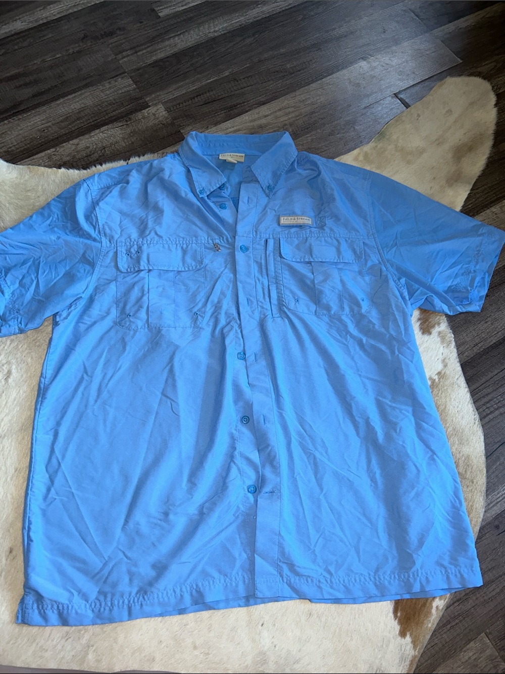 Field & Stream Short Sleeve Button-Down Shirt in Light Blue